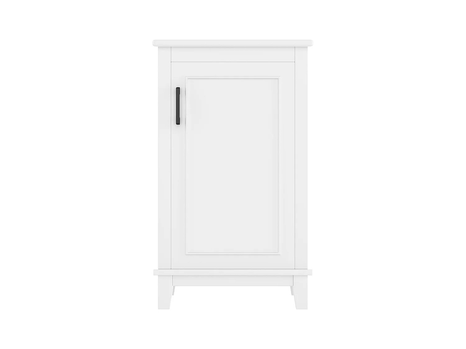 Meuble de salle de bain sur pied - avec une vasque en céramique - 1 porte - étagères réglables - Blanc(robinet non inclus)
