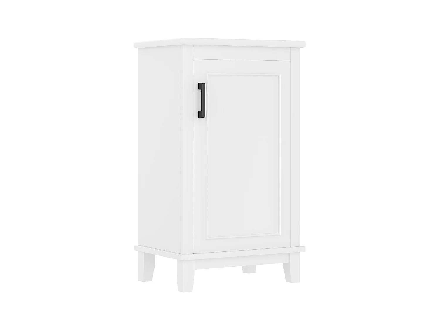 Meuble de salle de bain sur pied - avec une vasque en céramique - 1 porte - étagères réglables - Blanc(robinet non inclus)