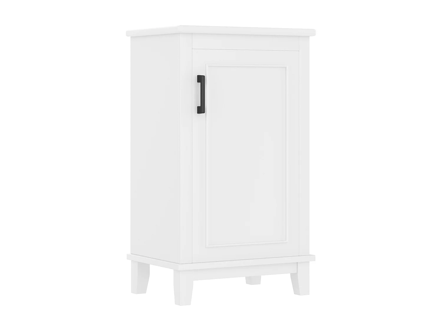 Meuble de salle de bain sur pied - avec une vasque en céramique - 1 porte - étagères réglables - Blanc(robinet non inclus)