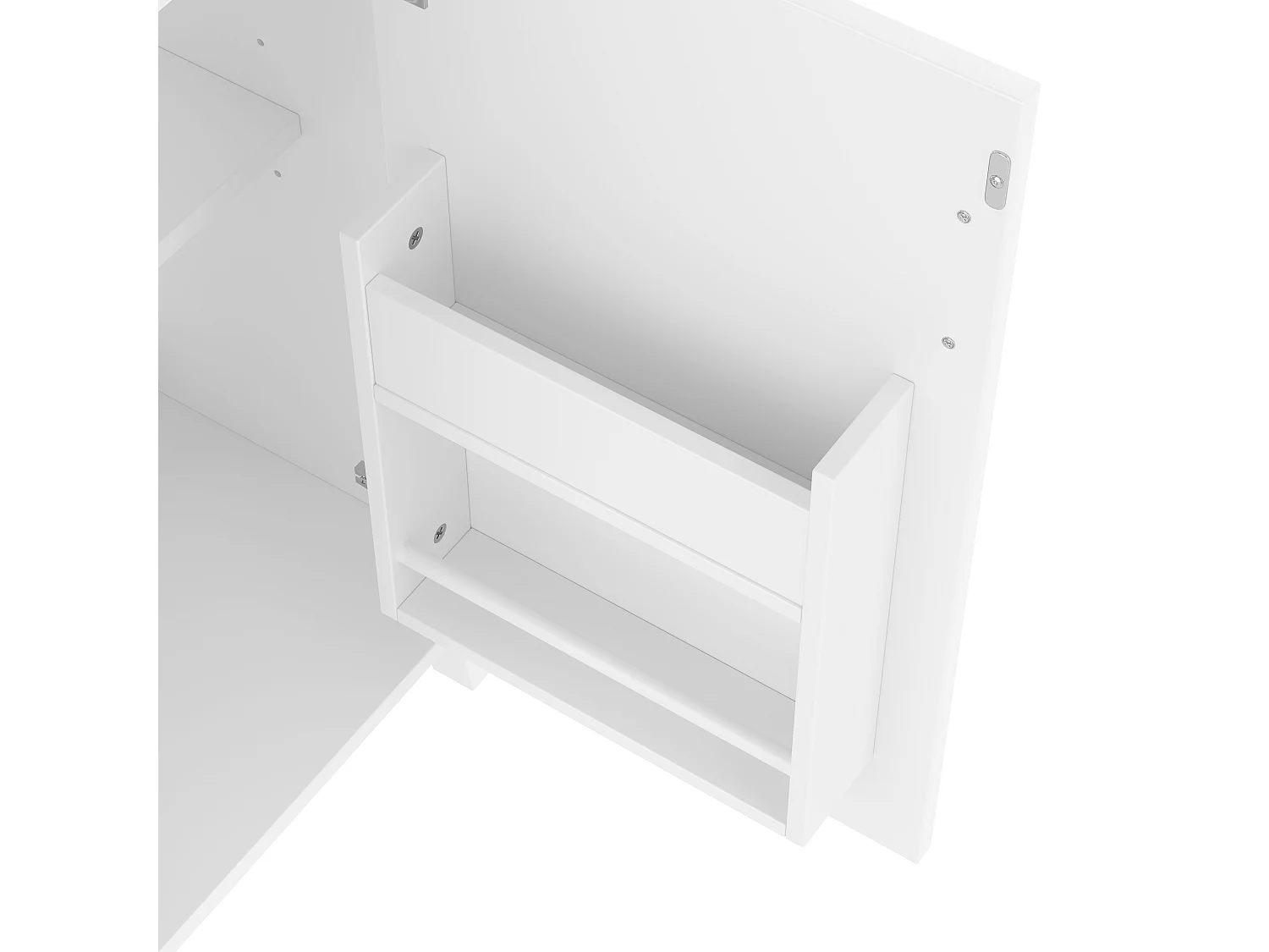 Meuble de salle de bain sur pied - avec une vasque en céramique - 1 porte - étagères réglables - Blanc(robinet non inclus)