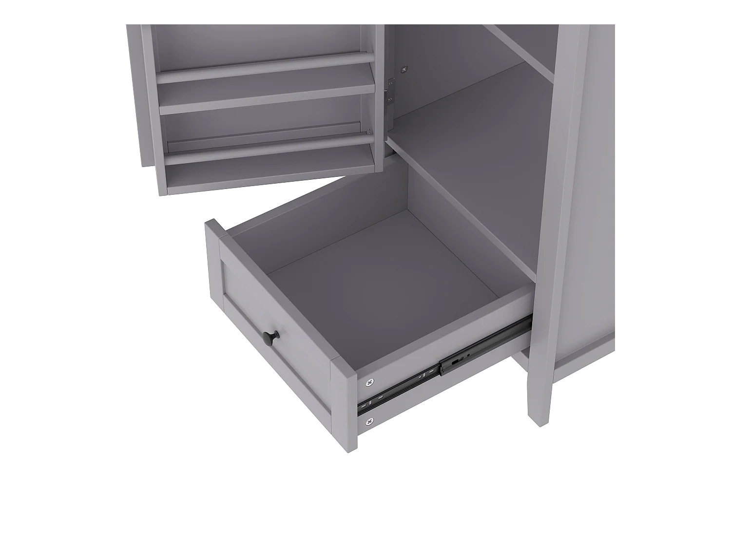 Meuble de salle de bain sur pied - avec une vasque en céramique - 1 porte et 1 tiroir - Gris(robinet non inclus)