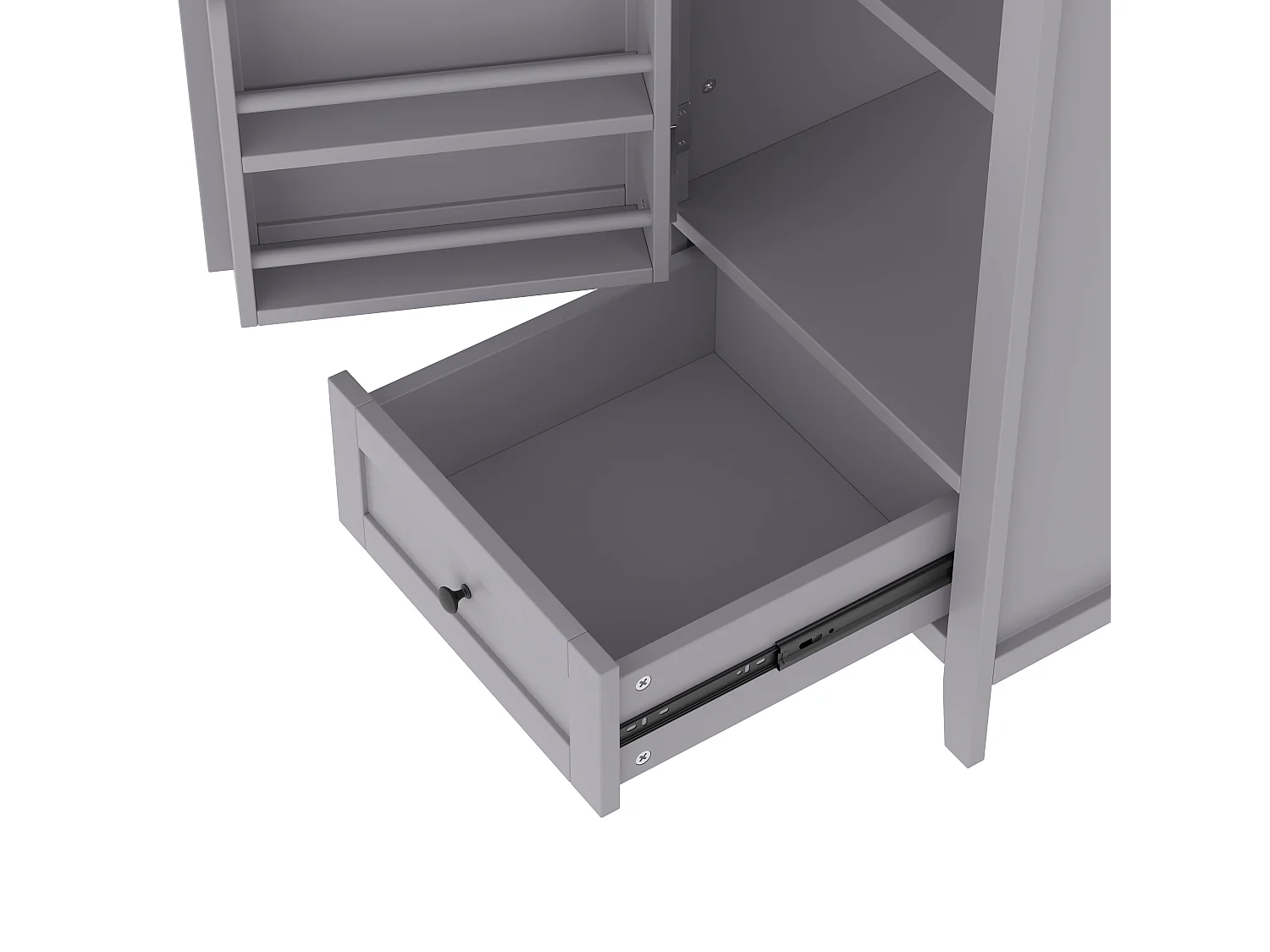 Meuble de salle de bain sur pied - avec une vasque en céramique - 1 porte et 1 tiroir - Gris(robinet non inclus)