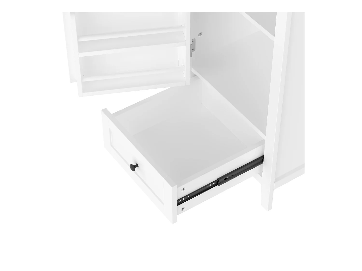 Meuble de salle de bain sur pied - avec une vasque en céramique - 1 porte et 1 tiroir - Blanc(robinet non inclus)