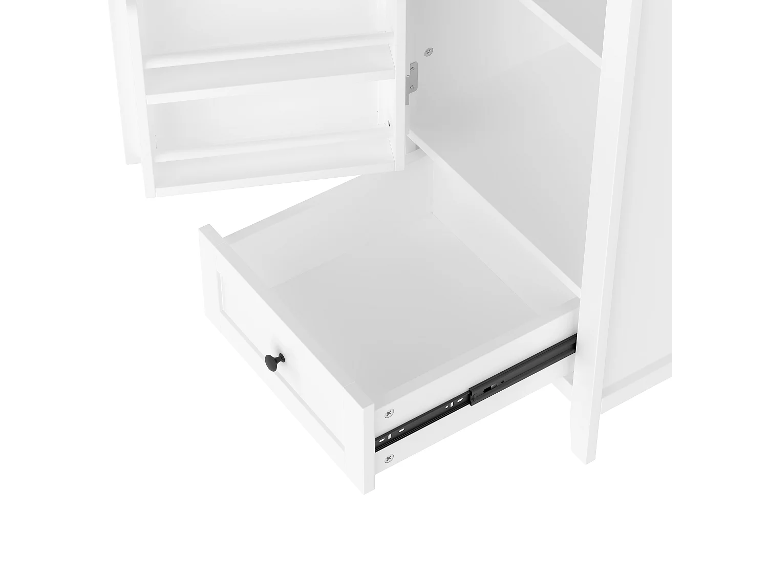 Meuble de salle de bain sur pied - avec une vasque en céramique - 1 porte et 1 tiroir - Blanc(robinet non inclus)