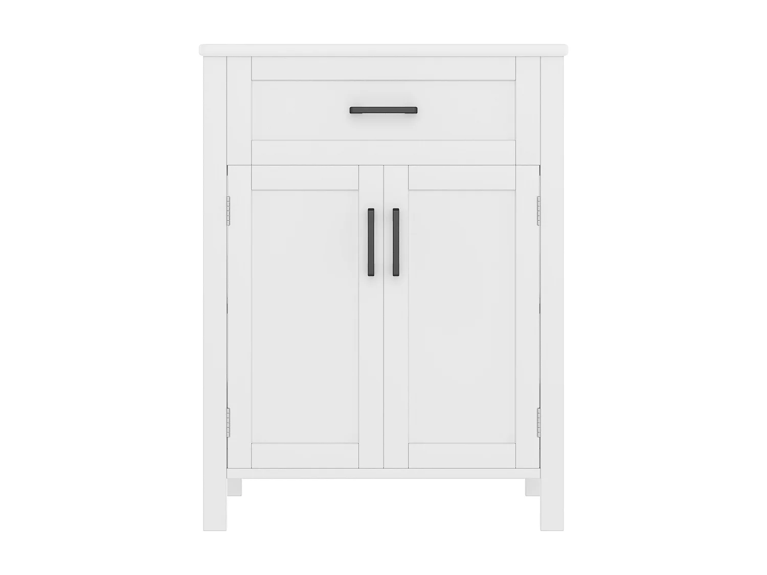 Meuble de salle de bain sur pied - avec une vasque en céramique - 2 portes - 60x46x85cm - Blanc(robinet non inclus)