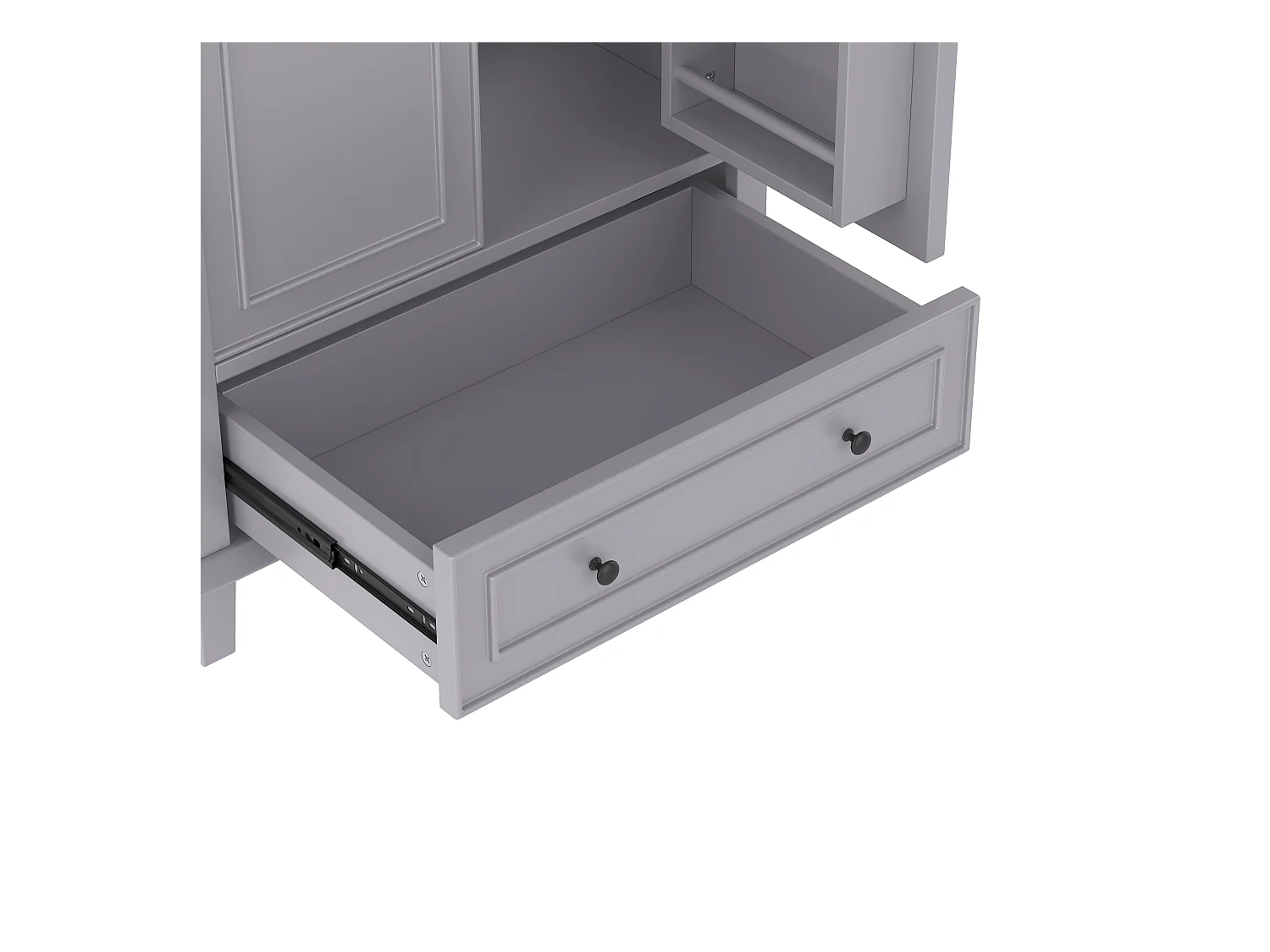 Meuble de salle de bain sur pied - avec une vasque en céramique - 2 portes et 1 tiroir - gris(robinet non inclus)