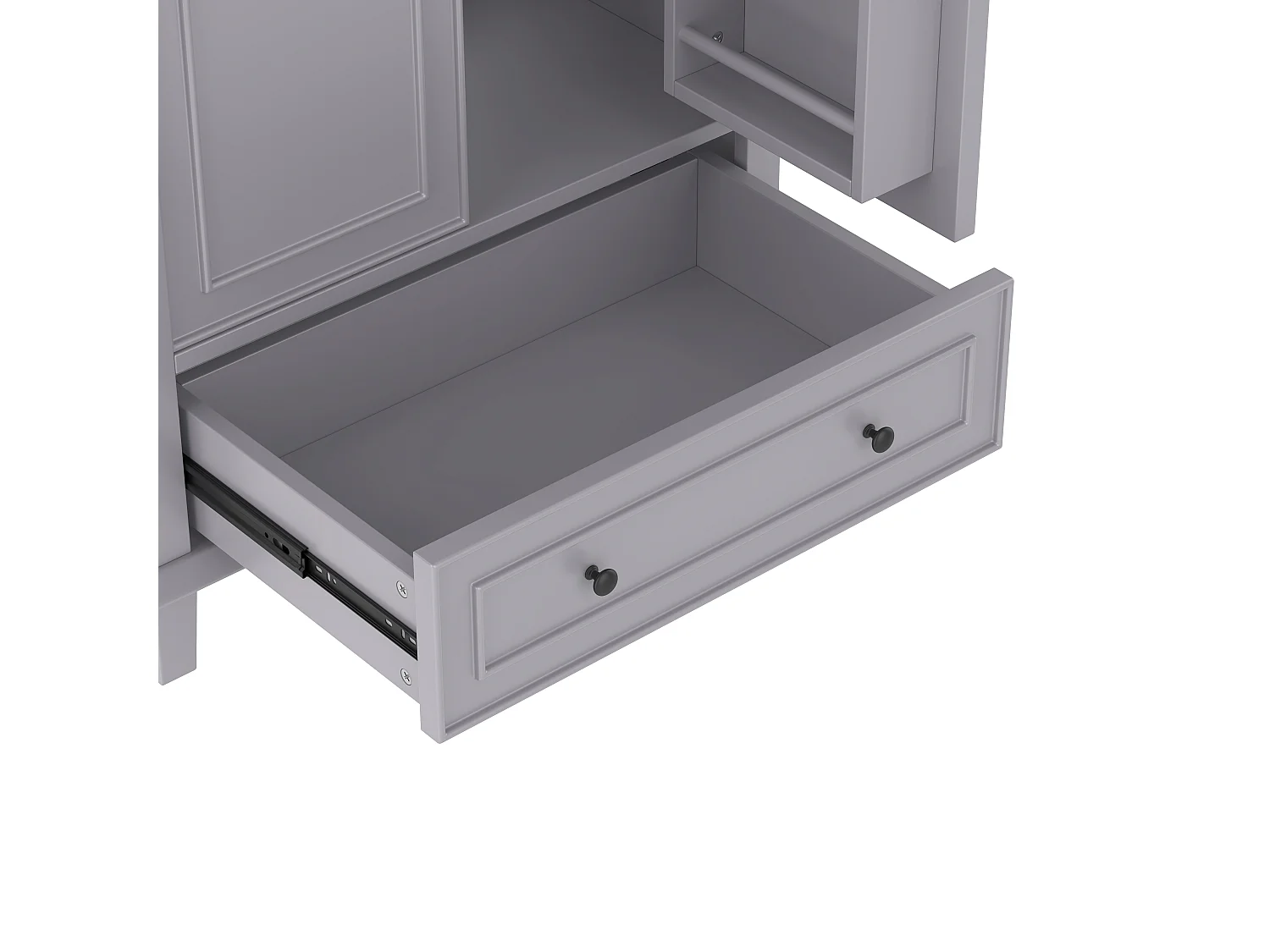 Meuble de salle de bain sur pied - avec une vasque en céramique - 2 portes et 1 tiroir - gris(robinet non inclus)