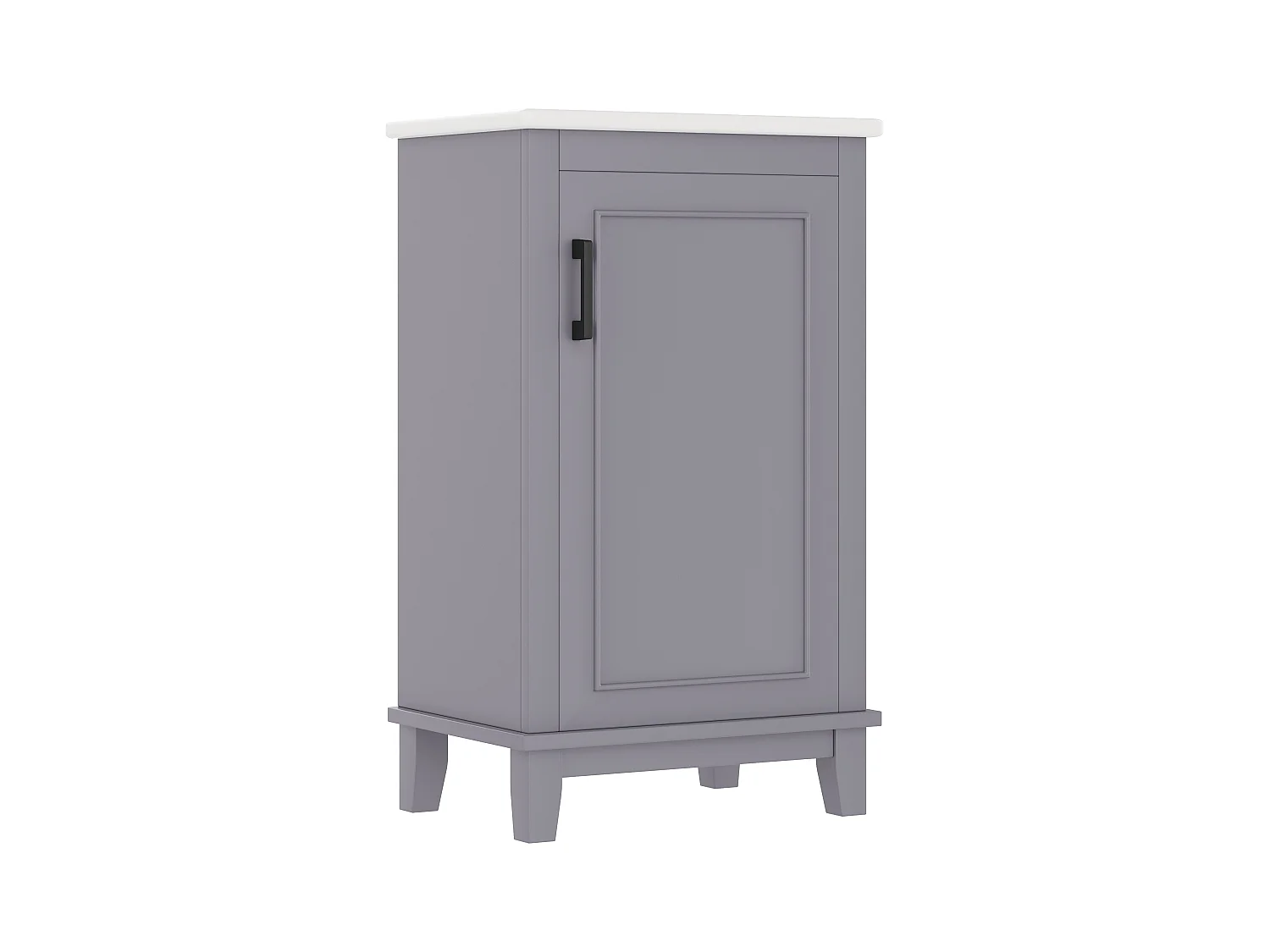 Meuble de salle de bain sur pied - avec une vasque en céramique - 1 porte - étagères réglables - Gris(robinet non inclus)