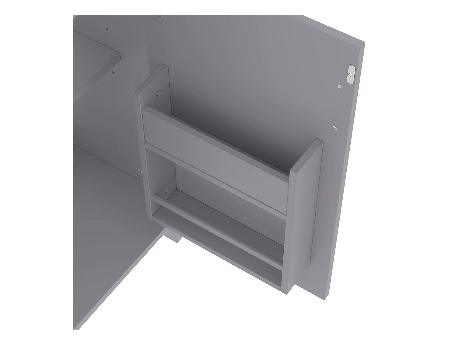 Meuble de salle de bain sur pied - avec une vasque en céramique - 1 porte - étagères réglables - Gris(robinet non inclus)