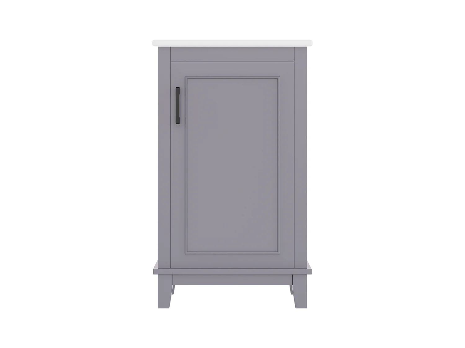 Meuble de salle de bain sur pied - avec une vasque en céramique - 1 porte - étagères réglables - Gris(robinet non inclus)