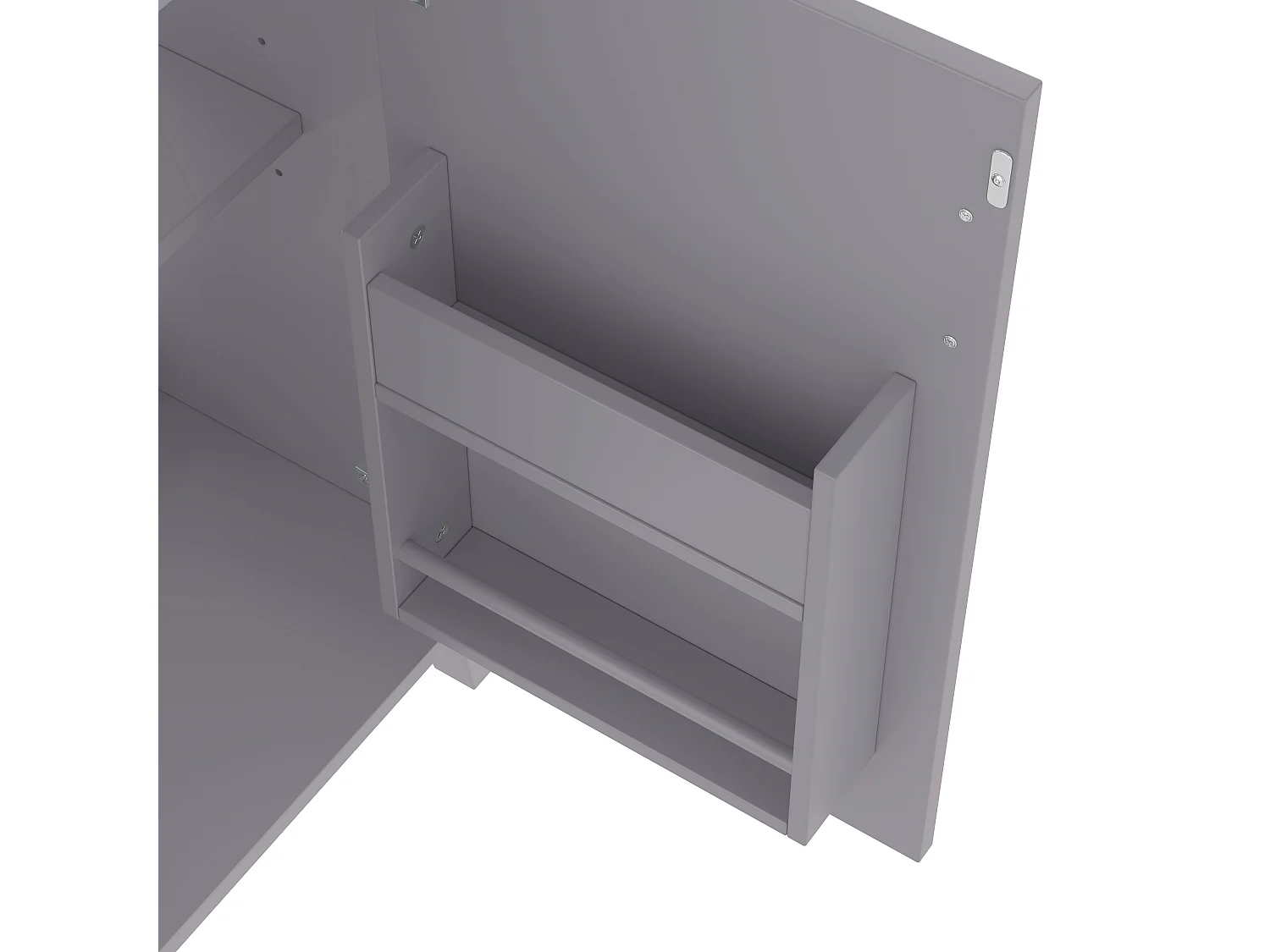 Meuble de salle de bain sur pied - avec une vasque en céramique - 1 porte - étagères réglables - Gris(robinet non inclus)