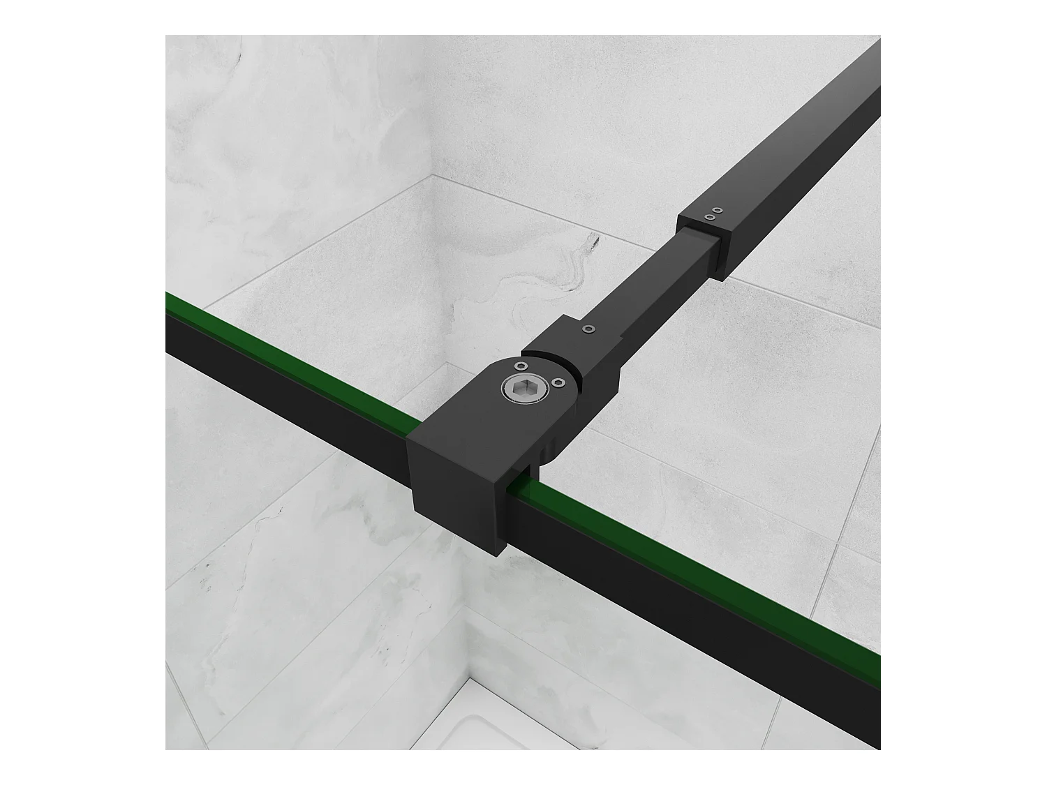 Inloopdouche-douchewand 90+30x200cm,8mm mat zwart kader en raste gehard glas Easyclean,antikalk,stabilisatiestang 73-120cm (verstelbaar),mat zwart profiel