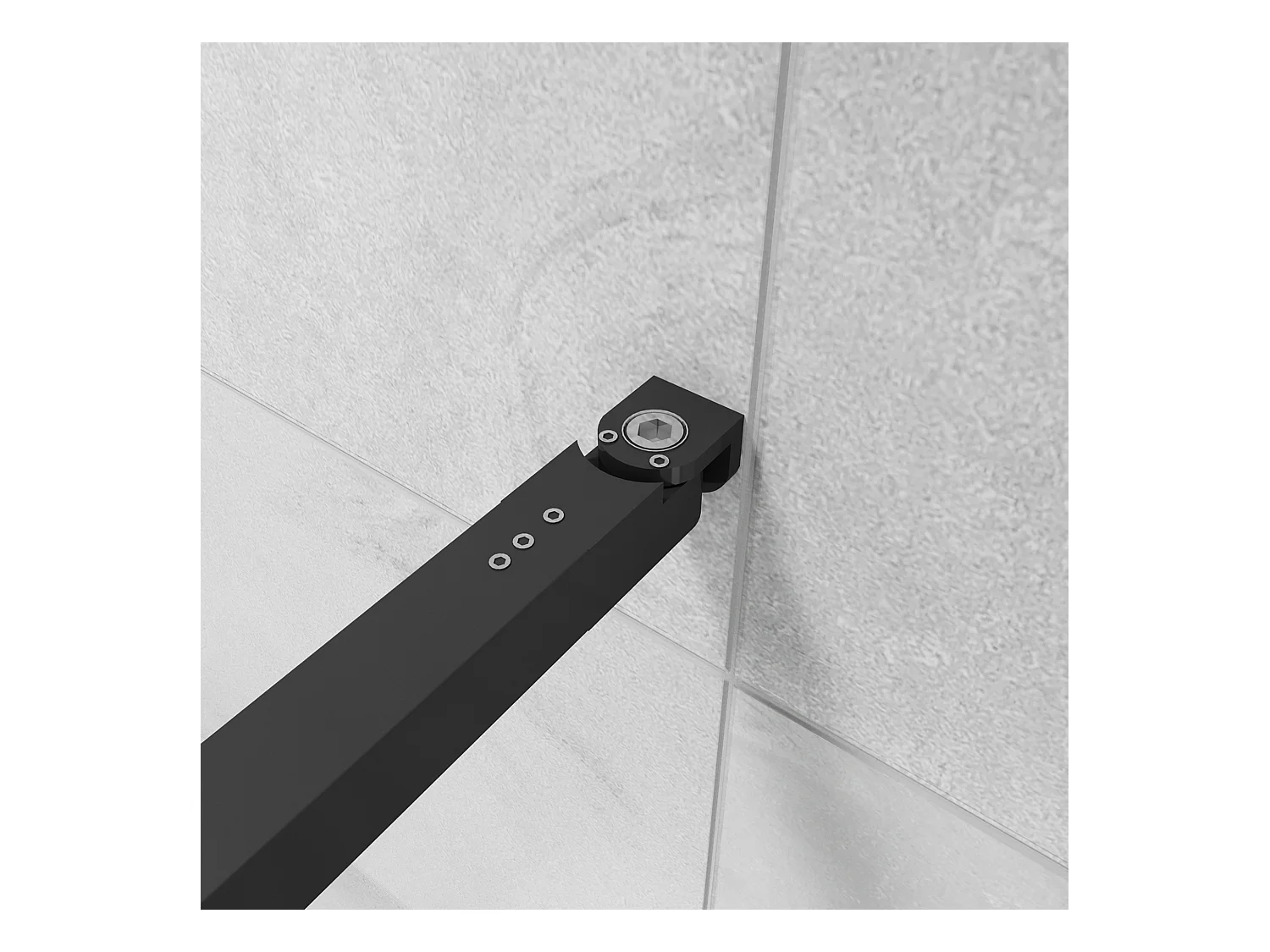 Inloopdouche-douchewand 90+30x200cm,8mm mat zwart kader en raste gehard glas Easyclean,antikalk,stabilisatiestang 73-120cm (verstelbaar),mat zwart profiel