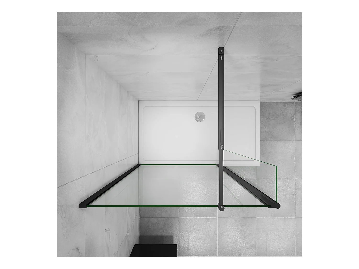 Inloopdouche-douchewand 90+40x200cm,8mm mat zwart kader en raste gehard glas Easyclean,antikalk,stabilisatiestang 70-120cm (verstelbaar),mat zwart profiel