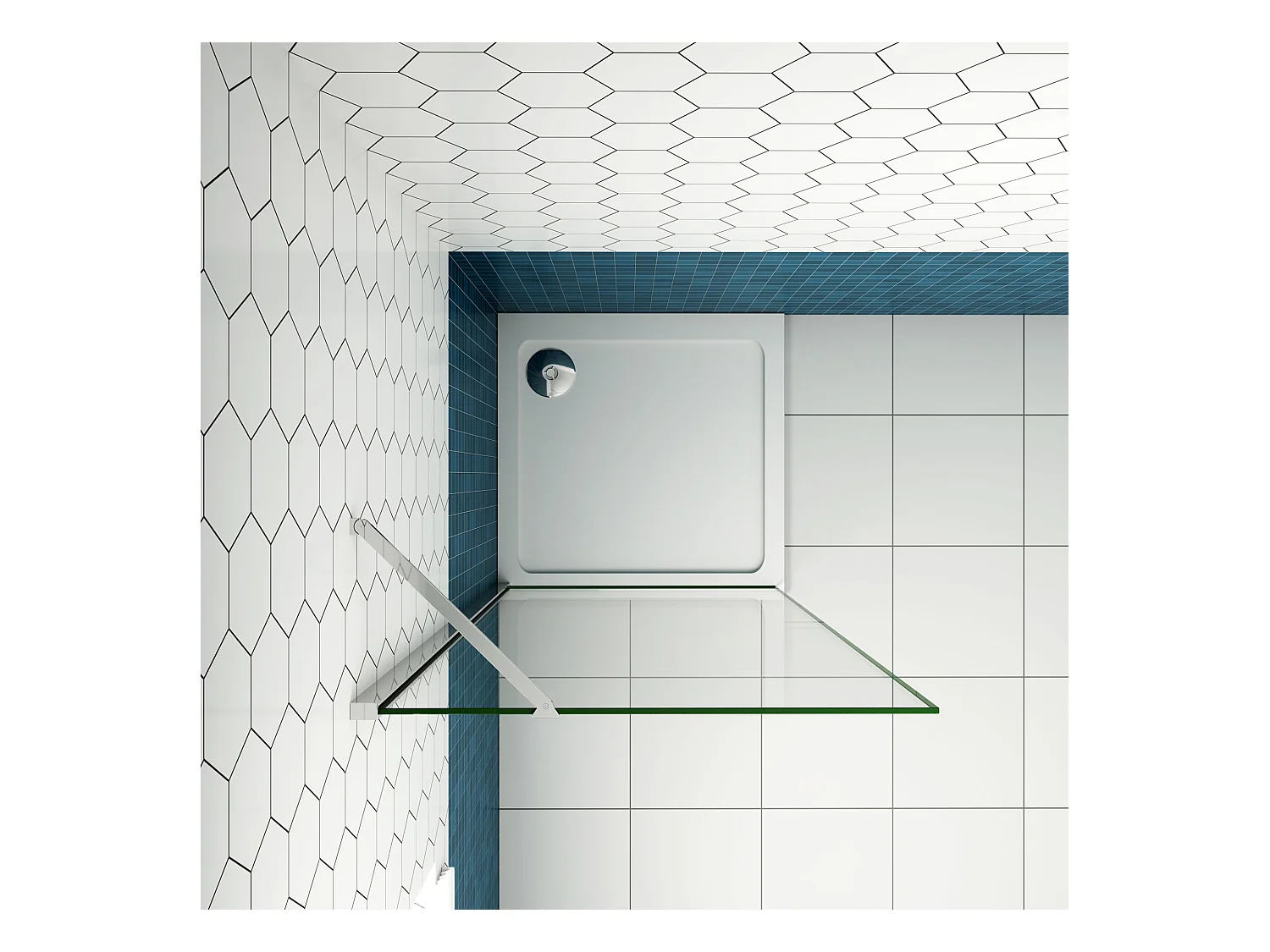 Douchewand Inloopdouche 72x195cm+50cm Stabilisatiestang,6mm NANO EasyClean veiligheidsglas,glanzend chroom profiel