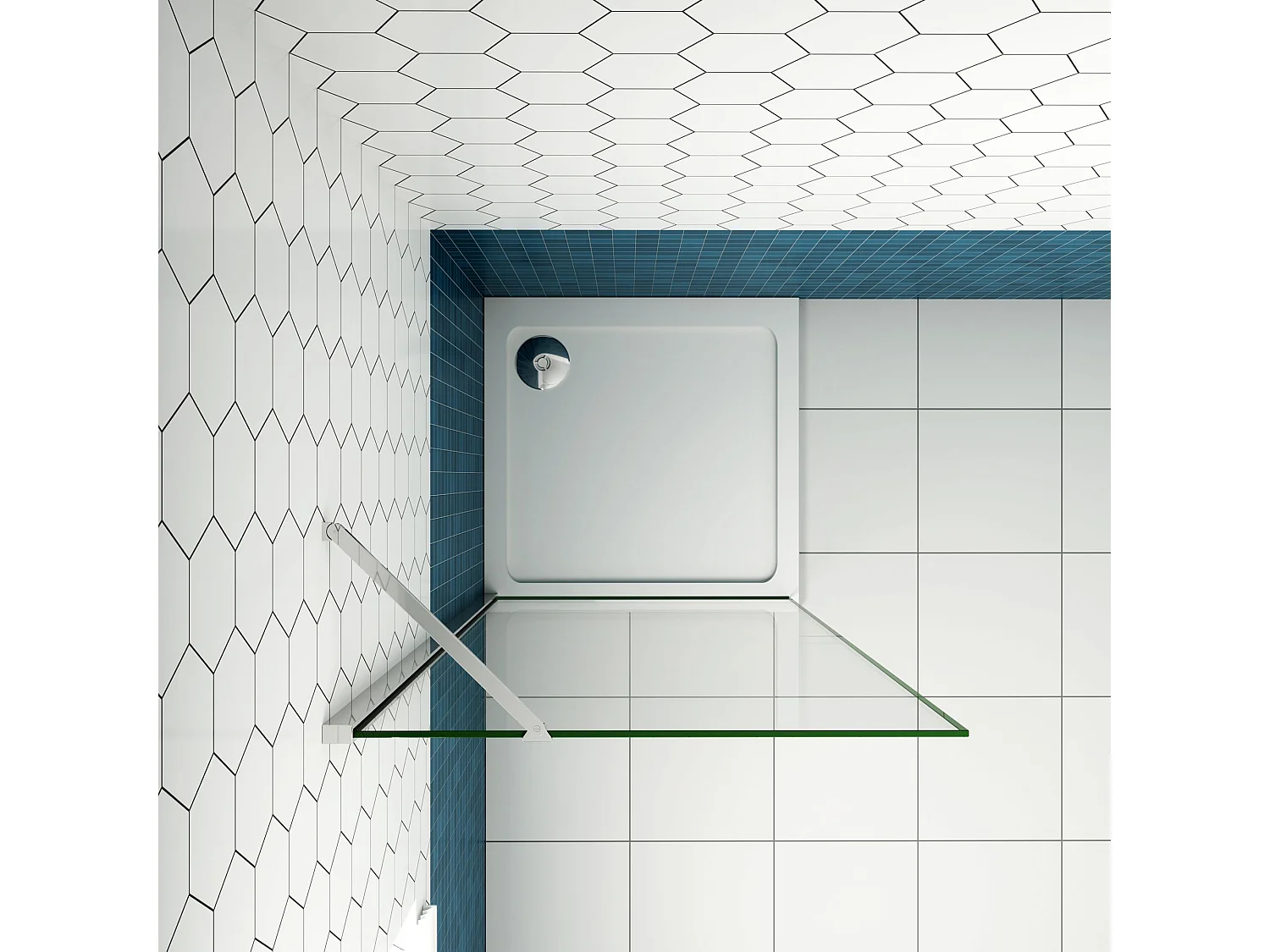 Douchewand Inloopdouche 72x195cm+50cm Stabilisatiestang,6mm NANO EasyClean veiligheidsglas,glanzend chroom profiel