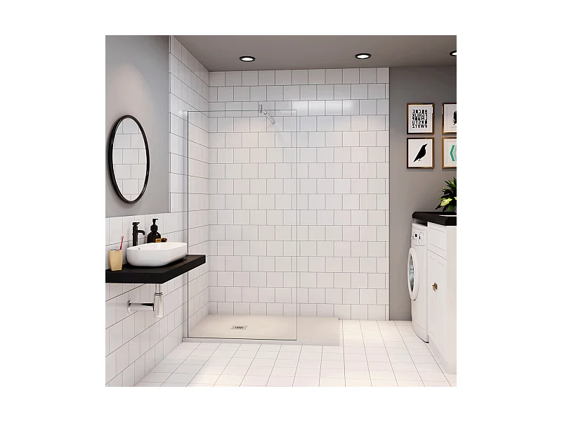 Douchewand Inloopdouche 66x185cm+70-120cm Stabilisatiestang,6mm NANO EasyClean veiligheidsglas,glanzend chroom profiel