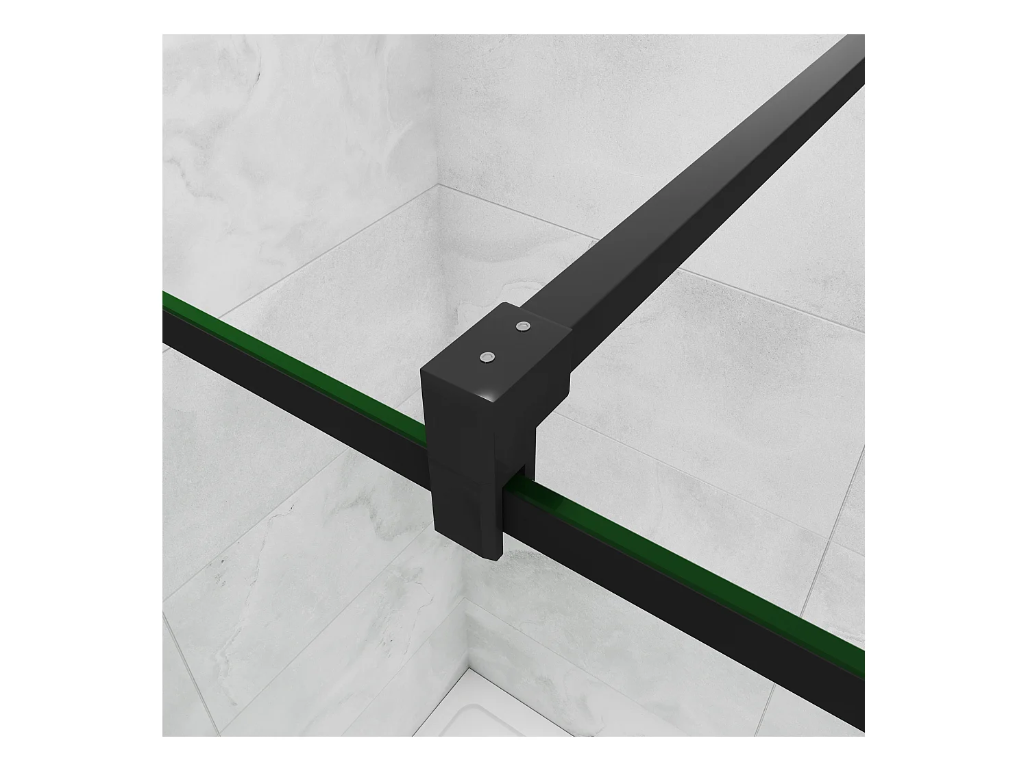 Inloopdouche-douchewand 90+40x200cm,8 mm mat zwart kader en raste gehard glas,eenvoudig te reinigen,antikalk,stabilisatiestang 90cm (snijdbaar),mat zwart profiel