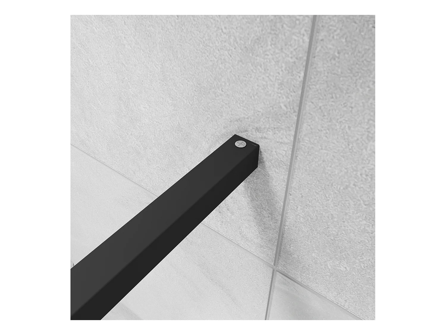 Inloopdouche-douchewand 90+40x200cm,8 mm mat zwart kader en raste gehard glas,eenvoudig te reinigen,antikalk,stabilisatiestang 90cm (snijdbaar),mat zwart profiel