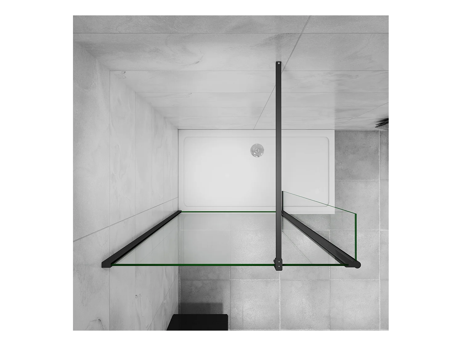 Inloopdouche-douchewand 100+30x200cm,8 mm mat zwart kader en raste gehard glas,eenvoudig te reinigen,antikalk,stabilisatiestang 140cm (snijdbaar),mat zwart profiel