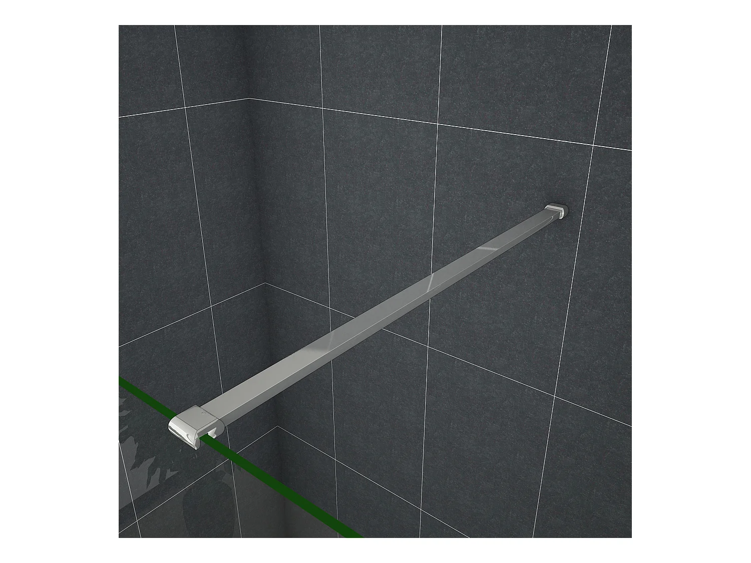 Inloopdouche-douchewand-walk in 8mm NANO EasyClean veiligheidsglas，50x200cm+N-vorm: 140 Stabilisatiestang,glanzend chroom profiel