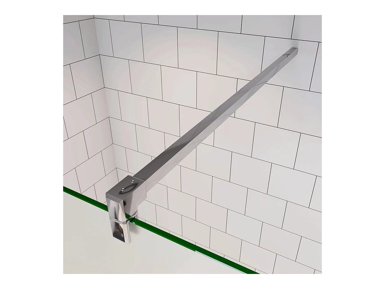 Douchewand Inloopdouche 76x195cm+F:90cm Stabilisatiestang,6mm nano veiligheidsglas,glanzend chroom profiel