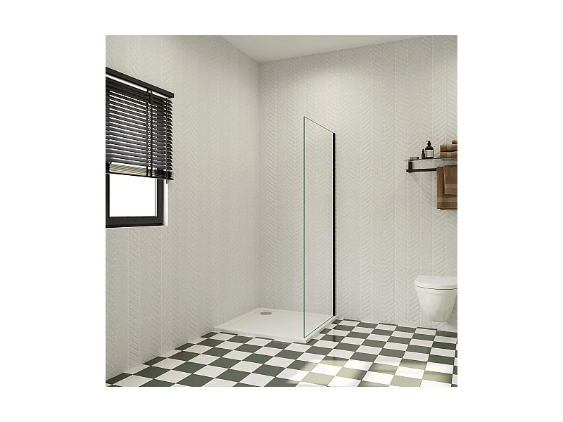 Douchewand Inloopdouche 76x185cm,6 mm helder EasyClean veiligheidsglas,mat zwart aluminium frame