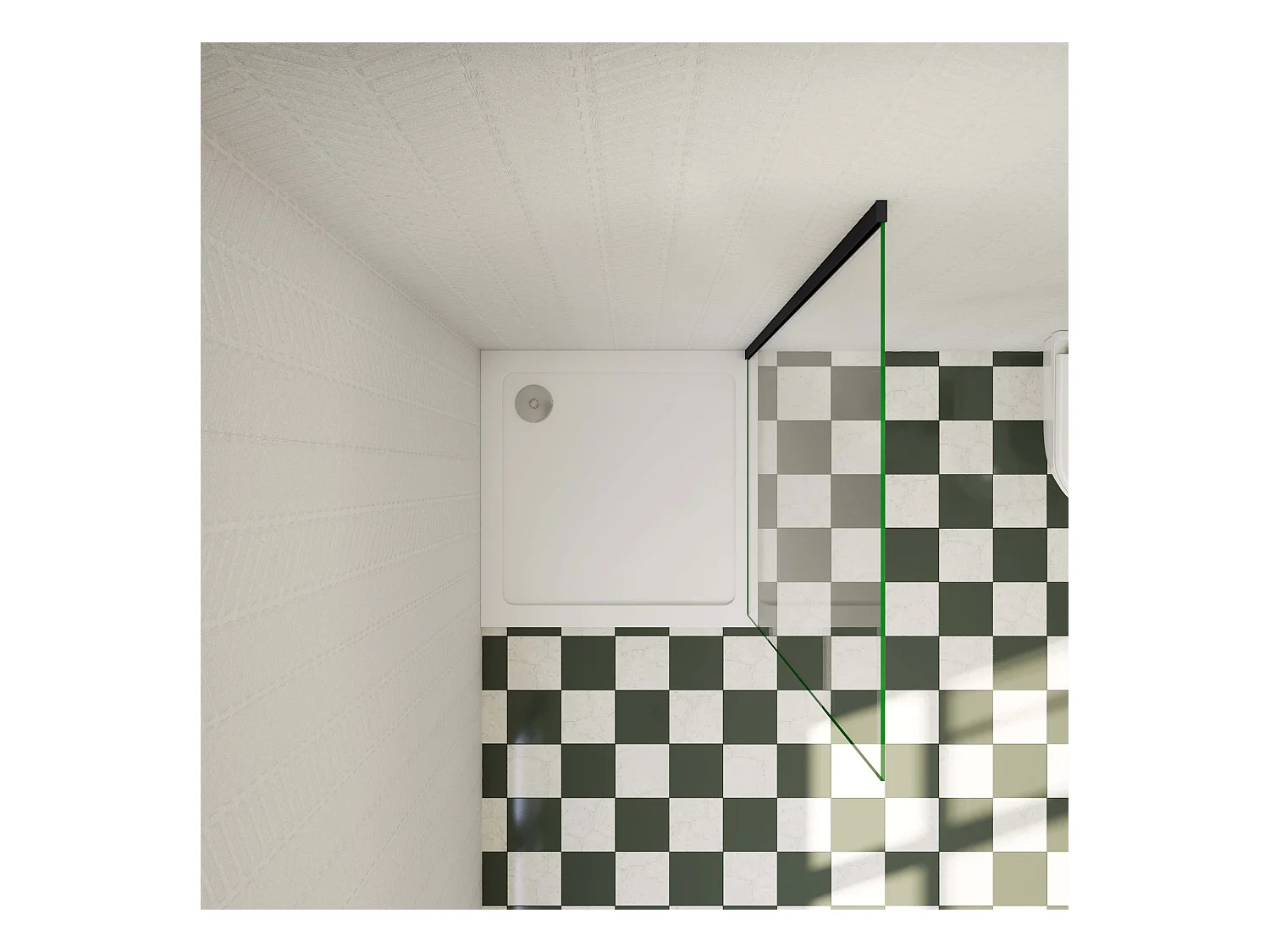 Douchewand Inloopdouche 76x185cm,6 mm helder EasyClean veiligheidsglas,mat zwart aluminium frame