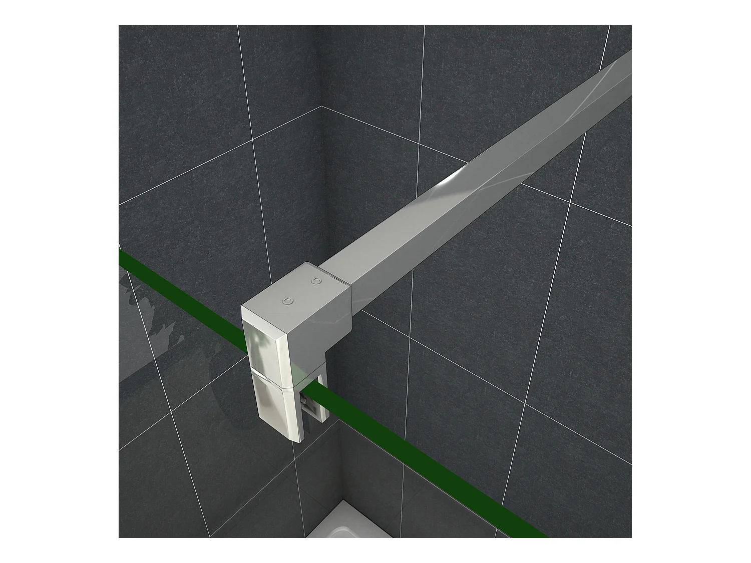 Inloopdouche-douchewand-walk in 8mm NANO EasyClean veiligheidsglas，140x200cm+F-vorm: 90 Stabilisatiestang,glanzend chroom profiel