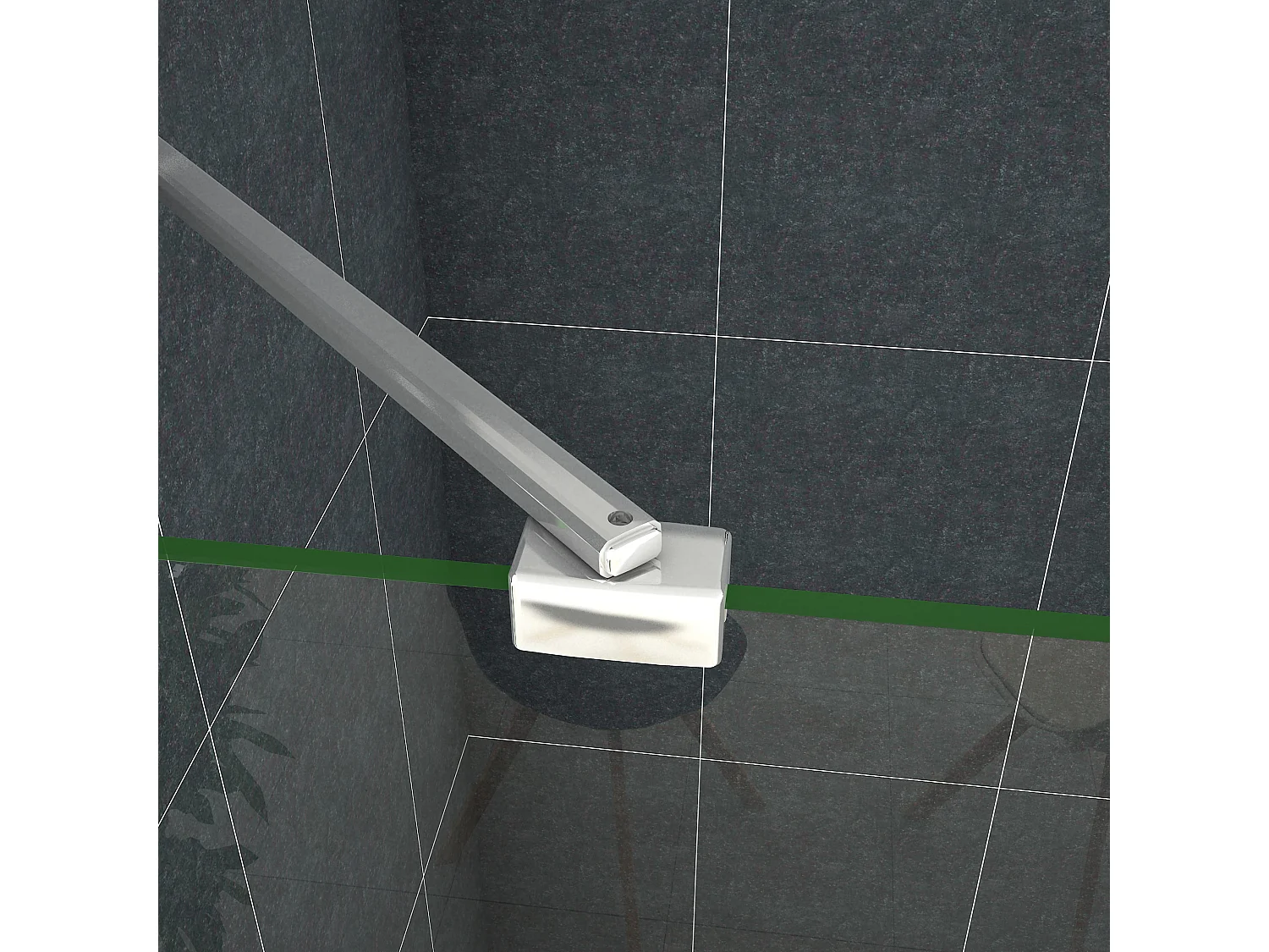 Inloopdouche-douchewand-walk in 8mm NANO EasyClean veiligheidsglas，40x200cm+50cm Stabilisatiestang,glanzend chroom profiel