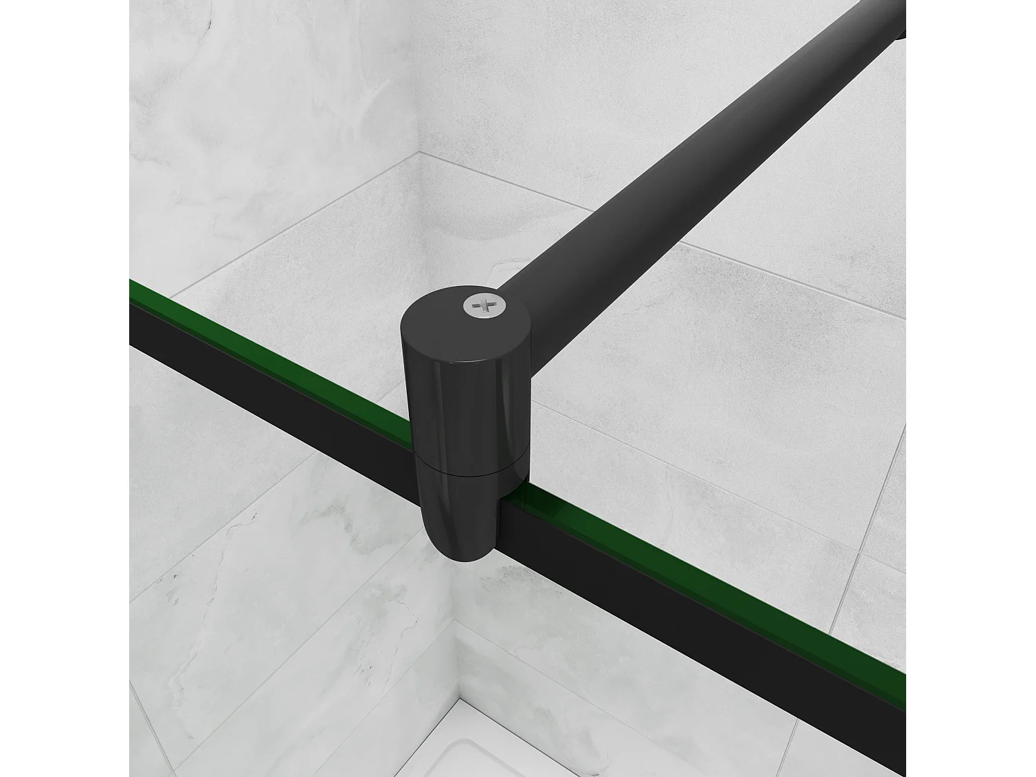 Inloopdouche-douchewand 140+40x200cm,8mm mat zwart kader en raste gehard glas Easyclean,antikalk,stabilisatiestang 70-120cm (verstelbaar),mat zwart profiel