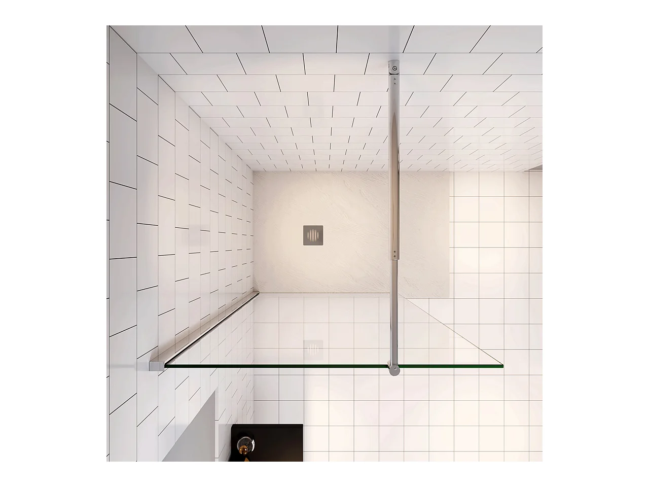 Douchewand Inloopdouche 86x185cm+70-120cm Stabilisatiestang,6mm NANO EasyClean veiligheidsglas,glanzend chroom profiel