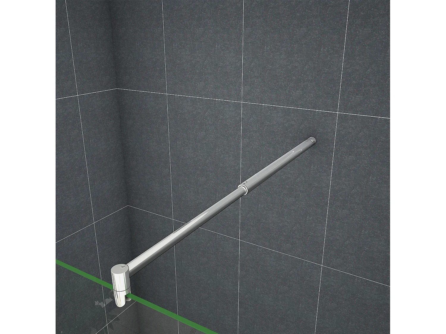 Inloopdouche-douchewand-walk in 8mm NANO EasyClean veiligheidsglas，50x200cm+70-120cm Stabilisatiestang,glanzend chroom profiel