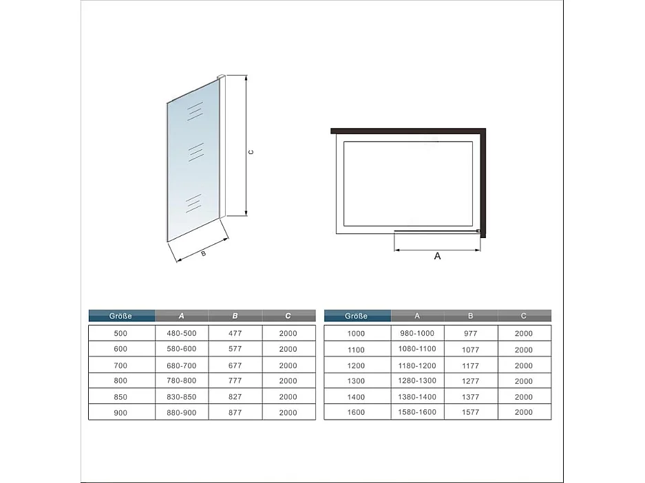 Inloopdouche-douchewand-walk in 8mm NANO EasyClean veiligheidsglas，85x200cm+50cm Stabilisatiestang,glanzend chroom profiel