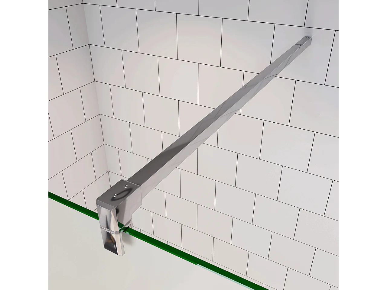 Douchewand Inloopdouche 66x195cm+F:140cm Stabilisatiestang,6mm nano veiligheidsglas,glanzend chroom profiel