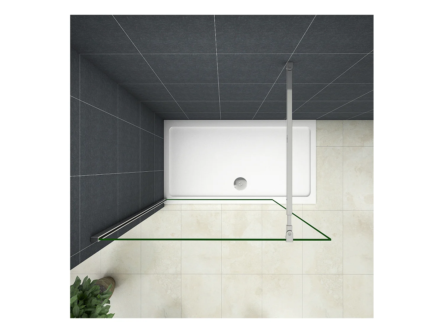 Inloopdouche-douchewand-walk in 10mm NANO EasyClean veiligheidsglas，80x200cm+73-120cm Stabilisatiestang,glanzend chroom profiel