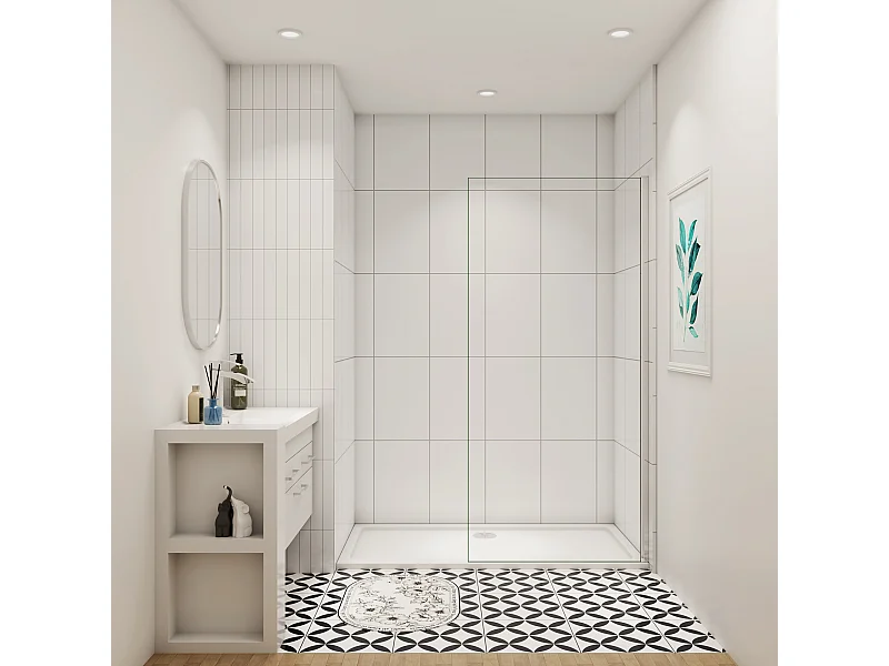 Inloopdouche-douchewand-walk in 50x200 cm, 8mm NANO EasyClean veiligheidsglas,glanzend chroom profiel