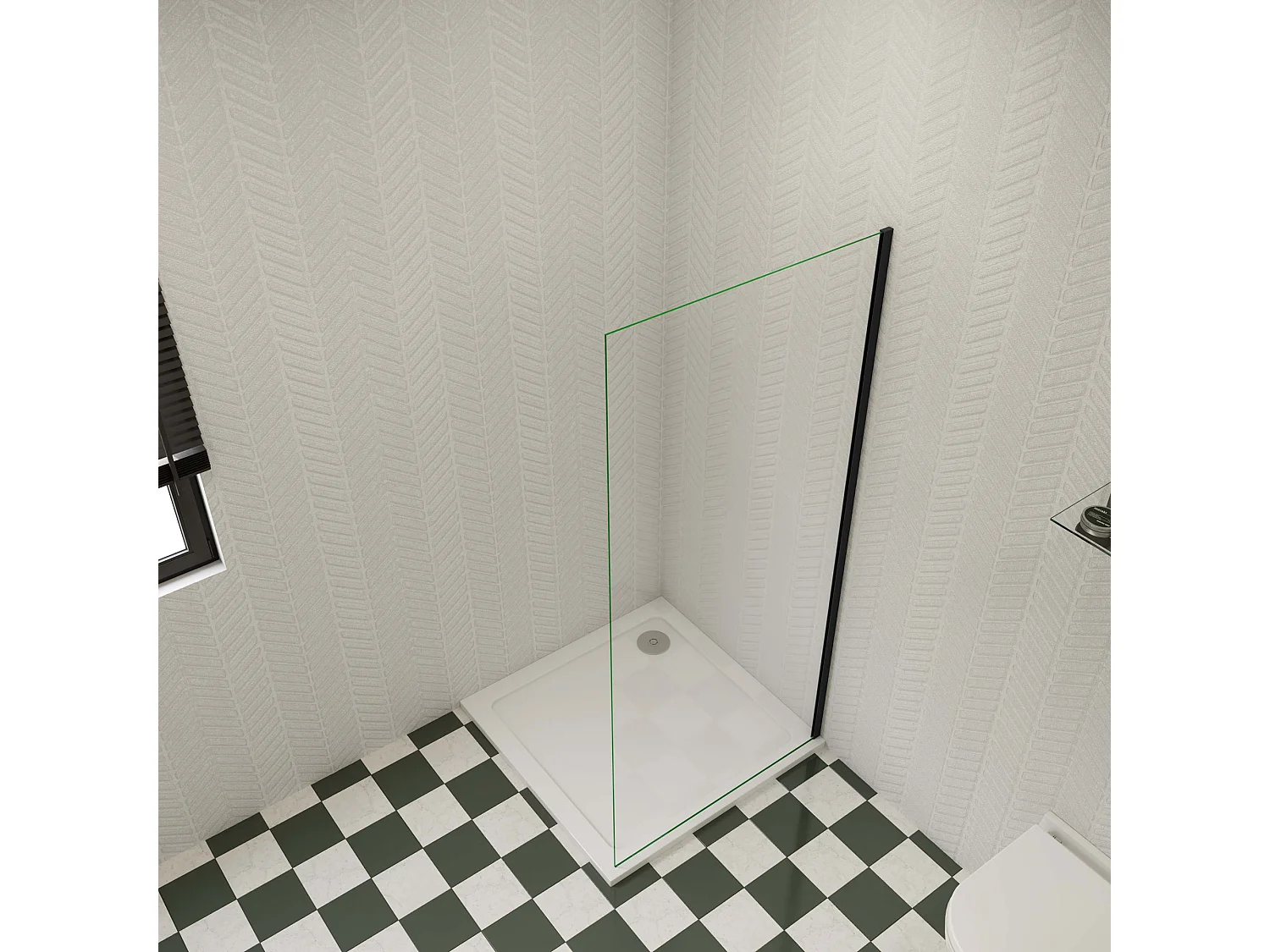 Douchewand Inloopdouche 96x185cm,6 mm helder EasyClean veiligheidsglas,mat zwart aluminium frame