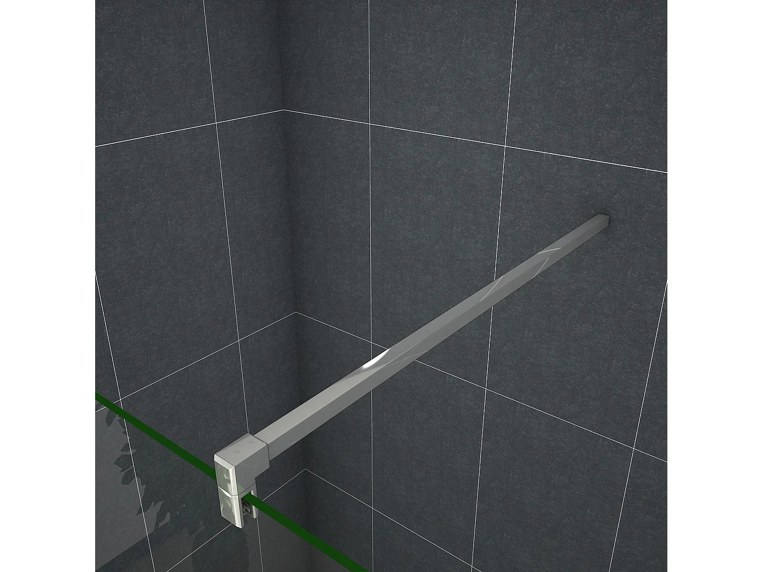 Inloopdouche-douchewand-walk in 10mm NANO EasyClean veiligheidsglas，40x200cm+F-vorm: 140 Stabilisatiestang,glanzend chroom profiel