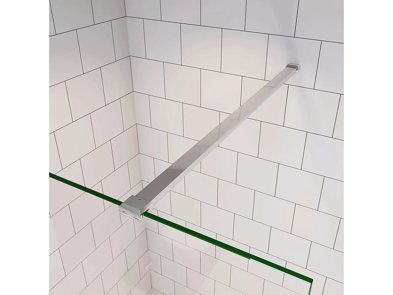 Douchewand Inloopdouche 66x185cm+N:140cm Stabilisatiestang,6mm nano veiligheidsglas Douchewand Inloopdouche,glanzend chroom profiel