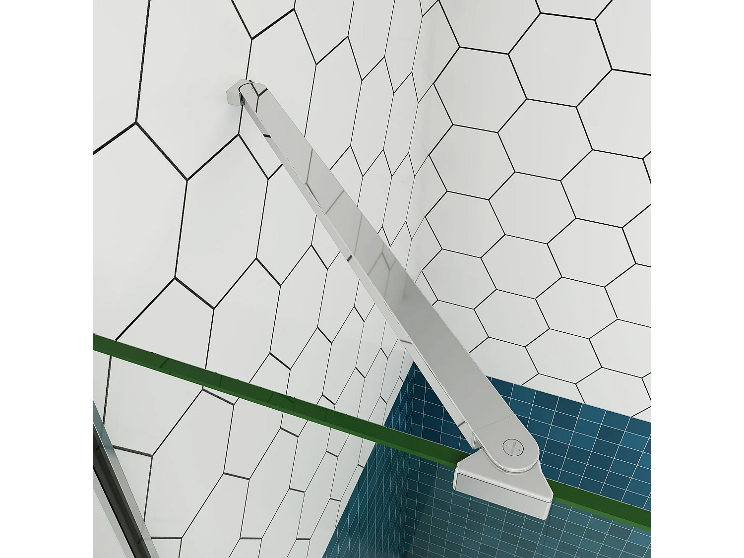 Douchewand Inloopdouche 72x185cm+50cm Stabilisatiestang,6mm NANO EasyClean veiligheidsglas,glanzend chroom profiel