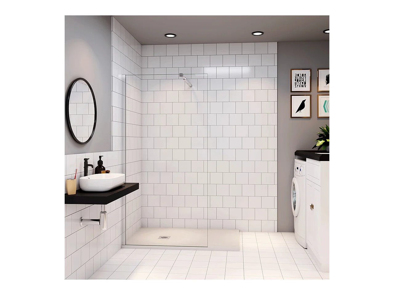 Douchewand Inloopdouche 86x185cm+73-120cm Stabilisatiestang,6mm NANO EasyClean veiligheidsglas,glanzend chroom profiel