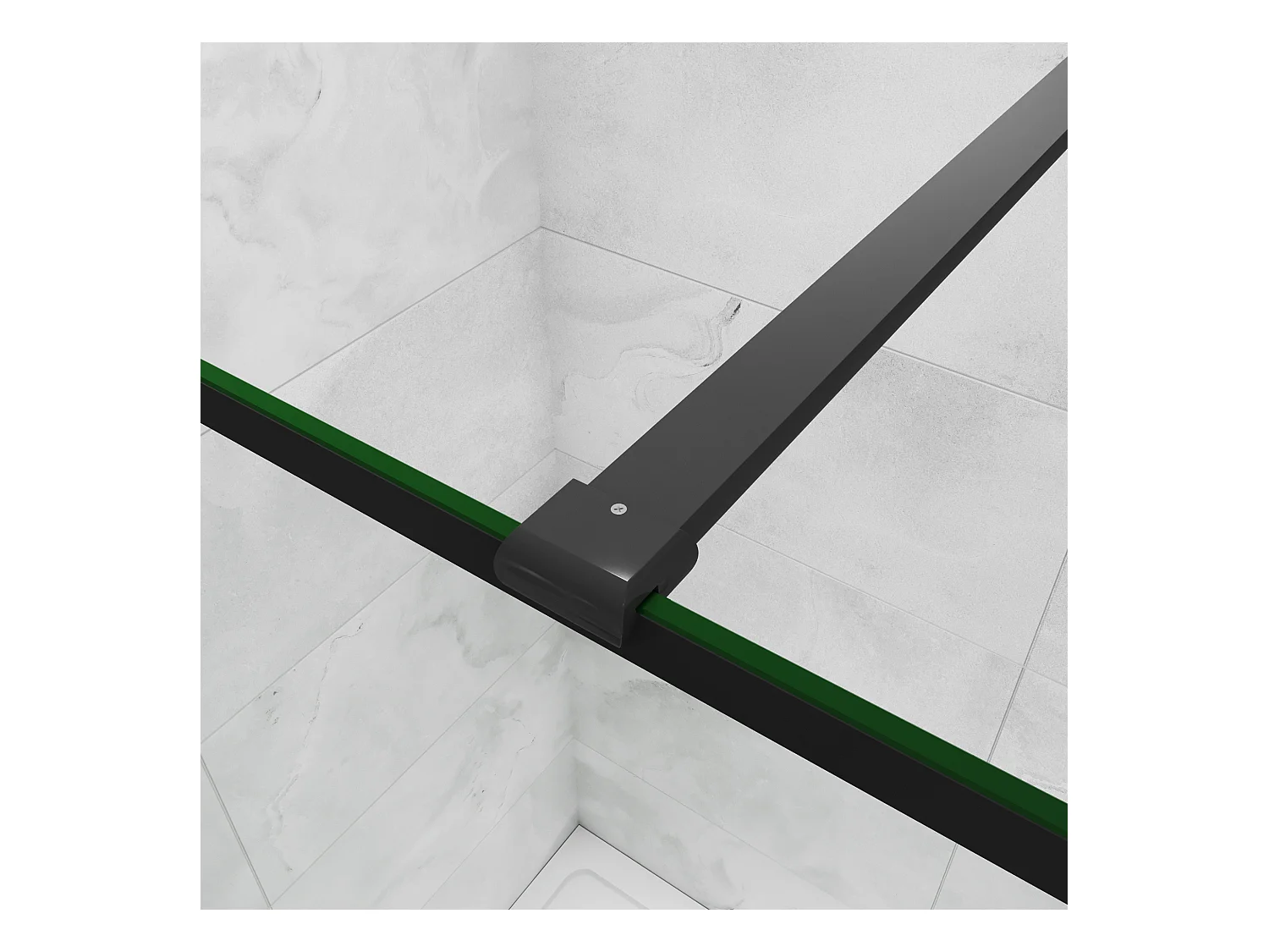 Inloopdouche-douchewand 100+30x200cm,8mm zwart raster gehard gezeefdrukt glas Easyclean,antikalk,stabilisatiestang 90cm (kan worden gesneden),mat zwart profiel