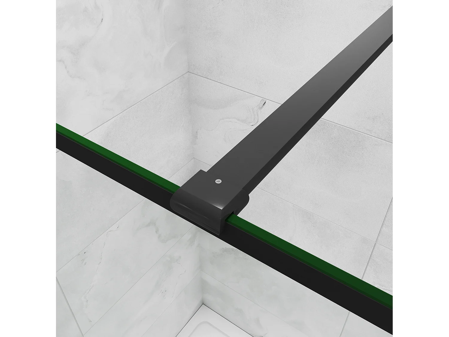 Inloopdouche-douchewand 100+30x200cm,8mm zwart raster gehard gezeefdrukt glas Easyclean,antikalk,stabilisatiestang 90cm (kan worden gesneden),mat zwart profiel