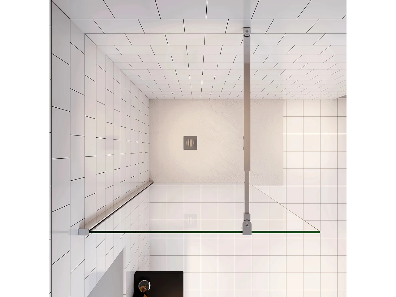 Douchewand Inloopdouche 72x185cm+73-120cm Stabilisatiestang,6mm NANO EasyClean veiligheidsglas,glanzend chroom profiel