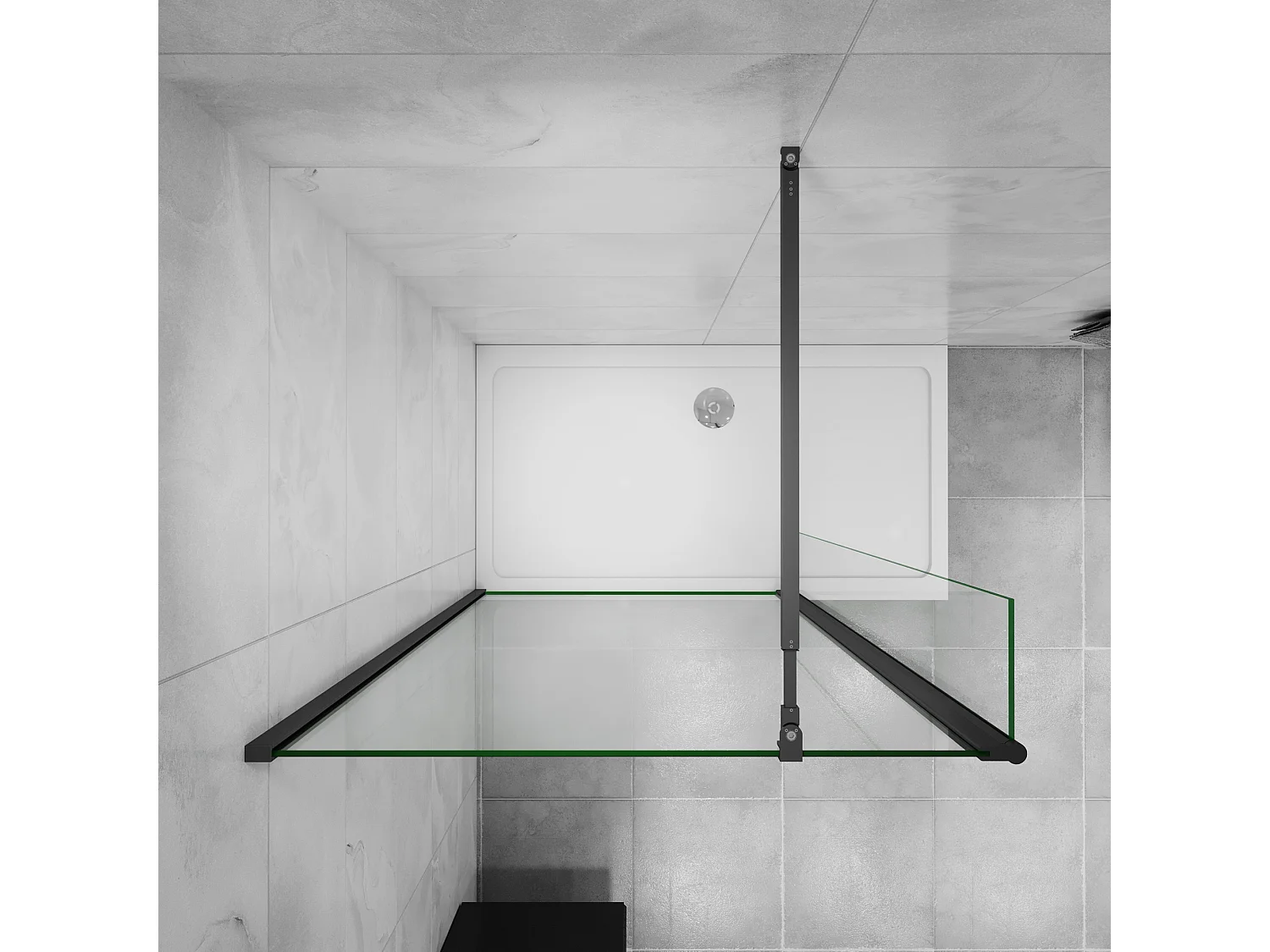 Inloopdouche-douchewand 90+40x200cm,8mm mat zwart kader en raste gehard glas Easyclean,antikalk,stabilisatiestang 73-120cm (verstelbaar),mat zwart profiel