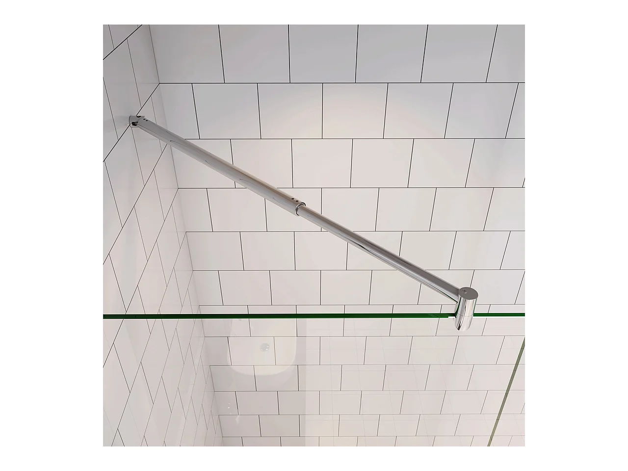 Douchewand Inloopdouche 76x185cm+70-120cm Stabilisatiestang,6mm NANO EasyClean veiligheidsglas,glanzend chroom profiel