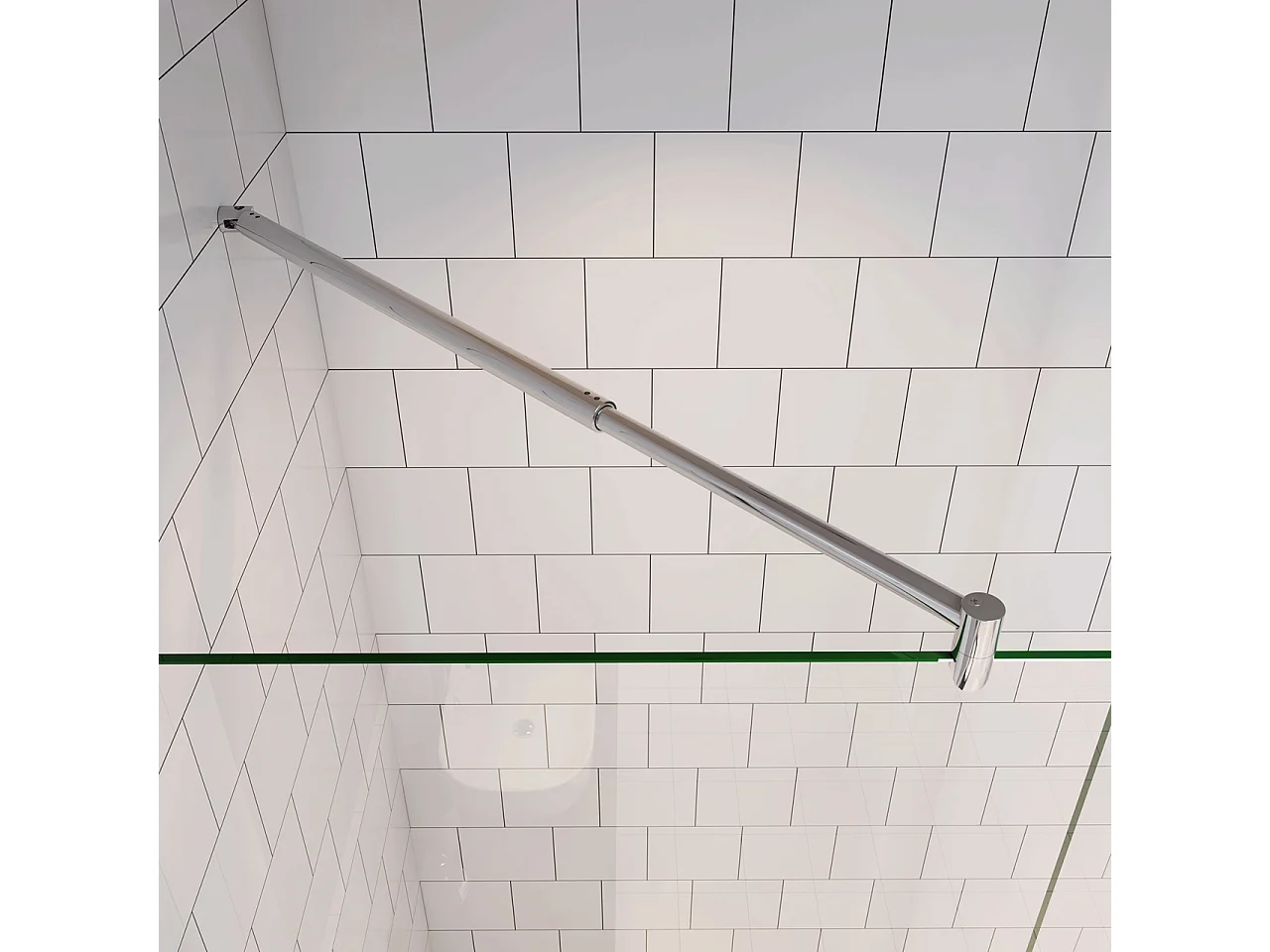 Douchewand Inloopdouche 76x185cm+70-120cm Stabilisatiestang,6mm NANO EasyClean veiligheidsglas,glanzend chroom profiel