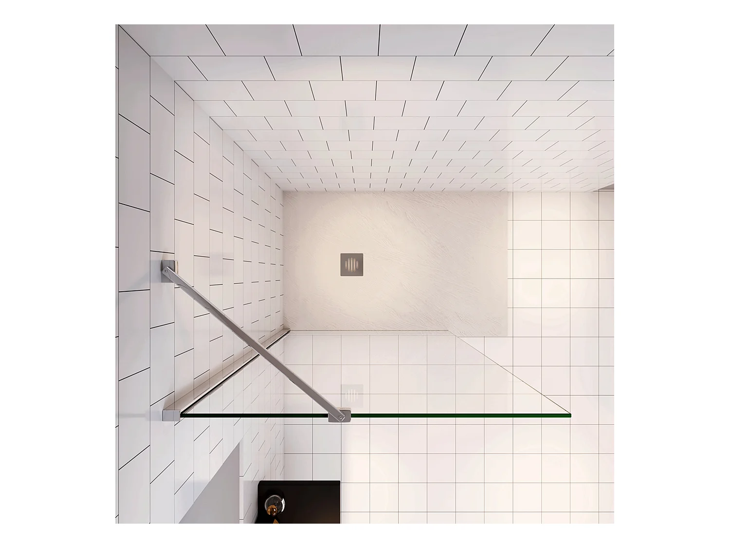 Douchewand Inloopdouche 86x185cm+45cm Stabilisatiestang,6mm NANO EasyClean veiligheidsglas,glanzend chroom profiel