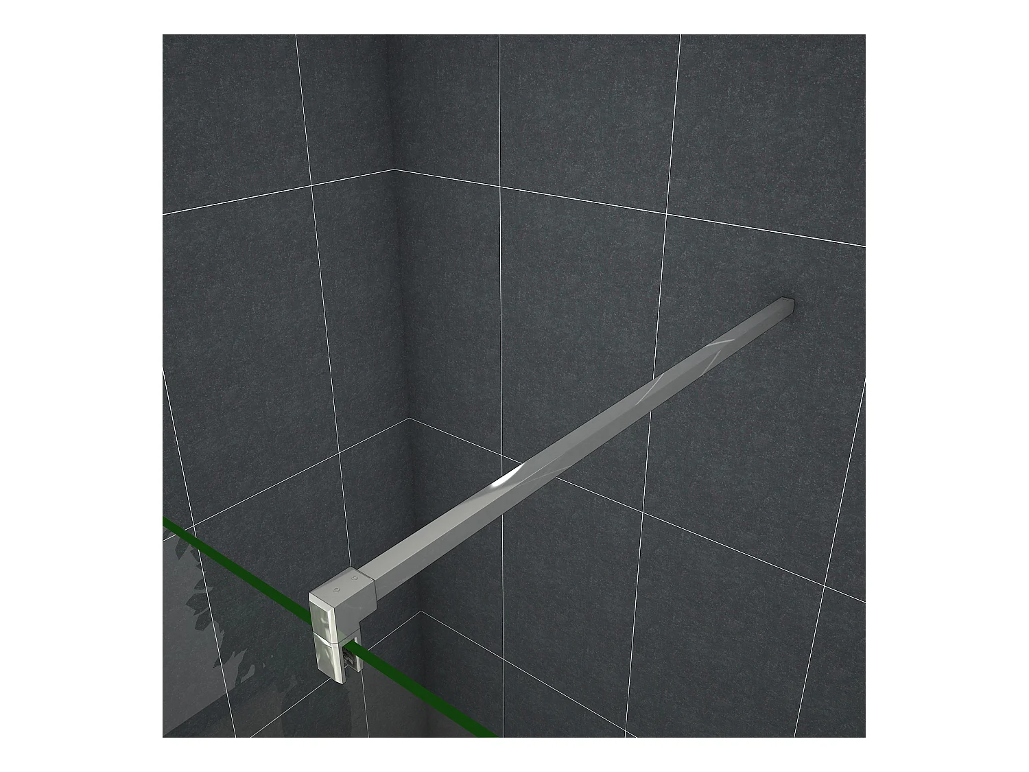 Inloopdouche-douchewand-walk in 8mm NANO EasyClean veiligheidsglas，50x200cm+F-vorm: 90 Stabilisatiestang,glanzend chroom profiel